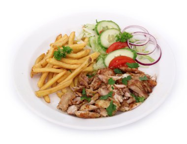 gyros sebze ve patates kızartması ile