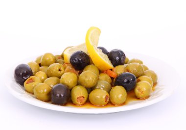 beyaz üzerine zeytin