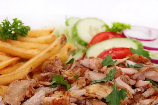 Gyros with french fries and vegetables — Stock Photo, Image