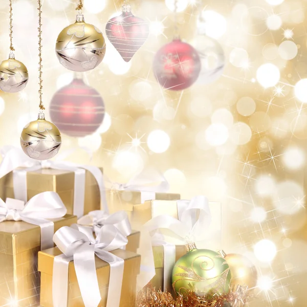 Fondo de Navidad con luces doradas borrosas —  Fotos de Stock