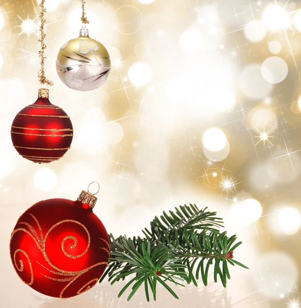 Christmas background with blur golden lights Stock Photo