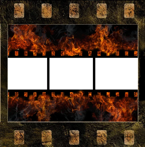 Bruciare vecchia cornice del film — Foto Stock