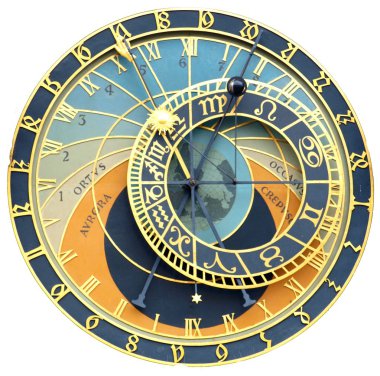 Astronomical clock isolated on white clipart