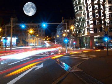 Old prague towers at nigh clipart