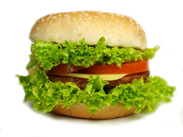 Cheeseburger na bílém pozadí — Stock fotografie
