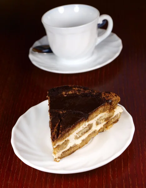 stock image Cup of coffee and sweet cake