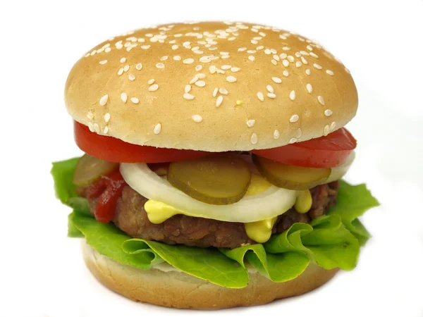 Чізбургер на білому тлі — стокове фото