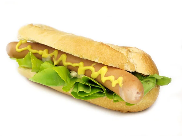 Hotdog op witte achtergrond — Stockfoto