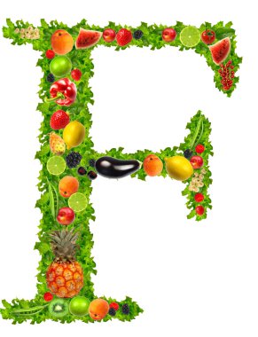 Fruit and vegetable letter f clipart