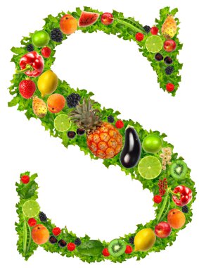 Fruit and vegetable letter s clipart