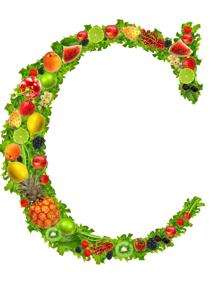 Meyve ve sebze harf c — Stok fotoğraf