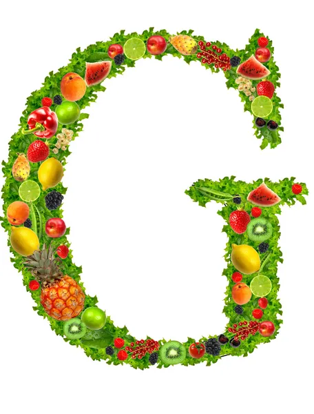 Letra g de frutas y hortalizas — Foto de Stock