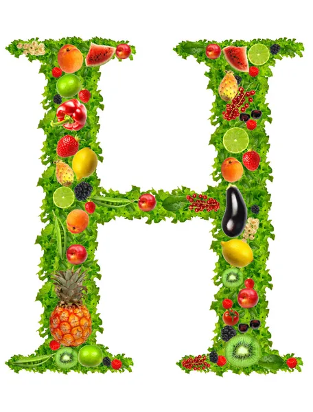 Letra h de frutas y hortalizas — Foto de Stock