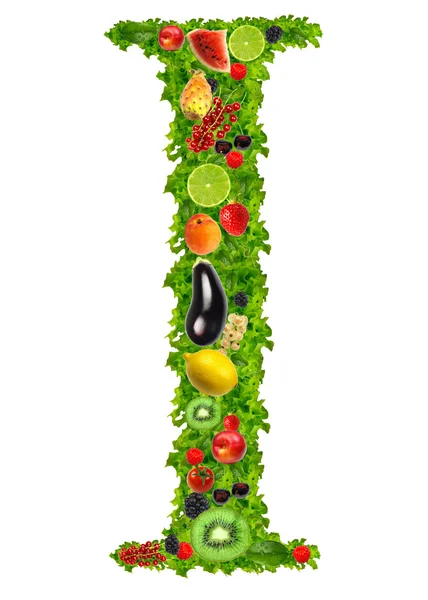 Gyümölcs- és zöldségágazat i betű — Stock Fotó