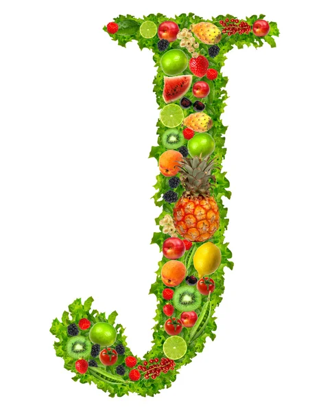 Fruit and vegetable letter j — Stock Photo, Image