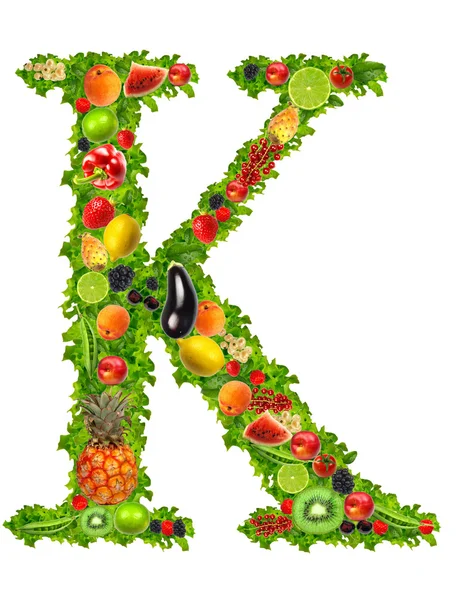 Letra k de frutas y hortalizas — Foto de Stock