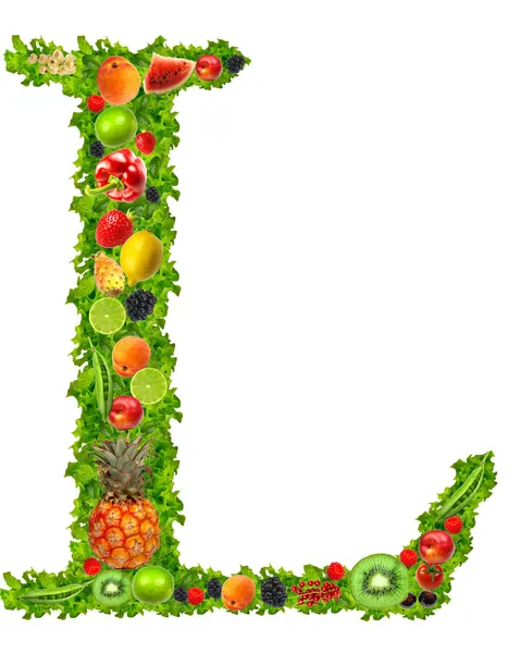 Meyve ve sebze l harfi — Stok fotoğraf