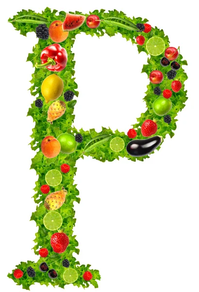 Obst und Gemüse Buchstabe p — Stockfoto