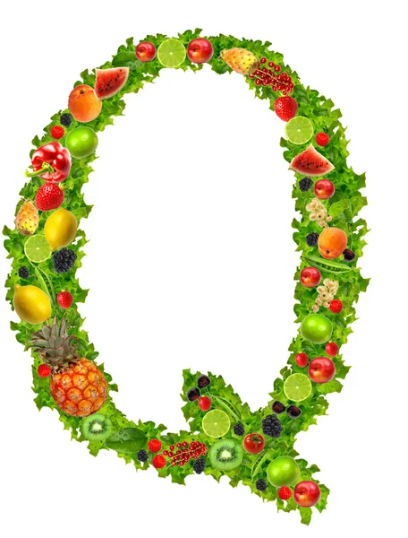 Ovoce a zeleniny písmeno q — Stock fotografie