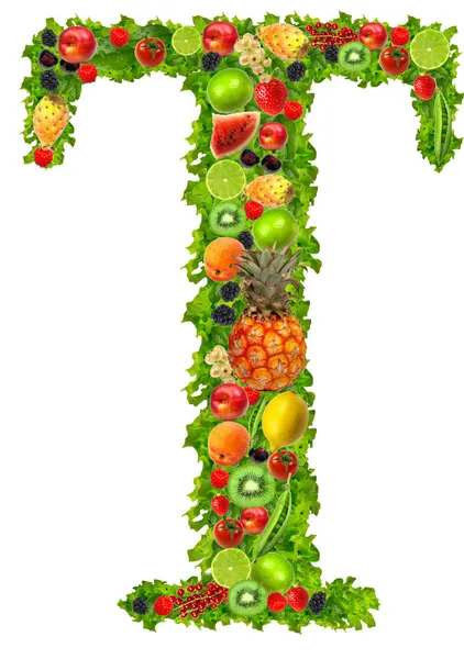 Frukt- och grönsakssektorn bokstaven t — Stockfoto