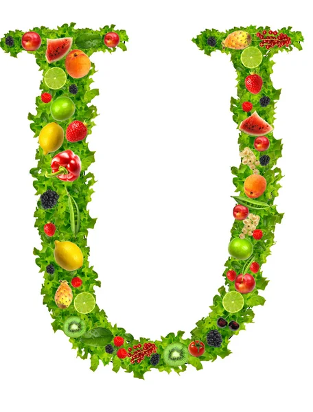 Gyümölcs- és zöldségágazat betű u — Stock Fotó