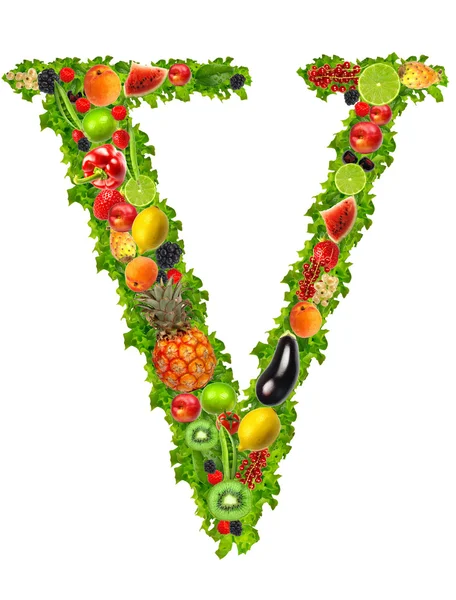 Fruit and vegetable letter v — Stock Photo, Image