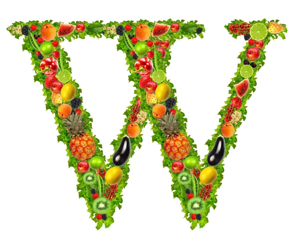 Gyümölcs- és zöldségágazat betű w — Stock Fotó