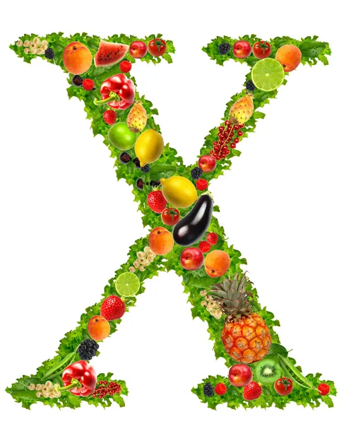 Fruit and vegetable letter x — Stock Photo, Image
