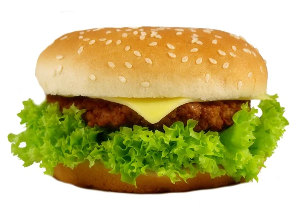 Cheeseburger sobre fundo branco — Fotografia de Stock