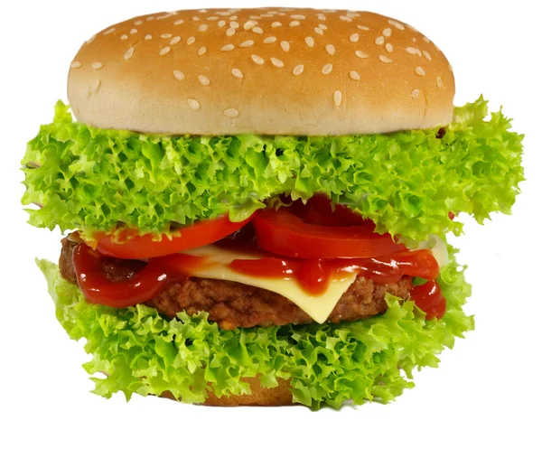 Cheeseburger op witte achtergrond — Stockfoto