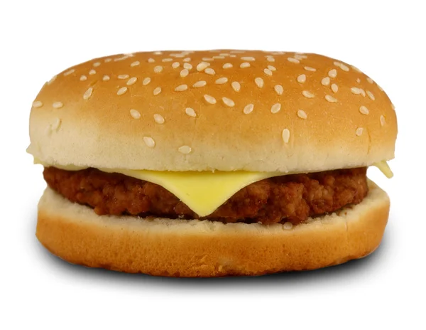 白い背景の上のチーズバーガー — ストック写真