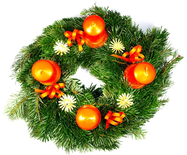 Traditional christmas wreath on white background — Stock Photo, Image