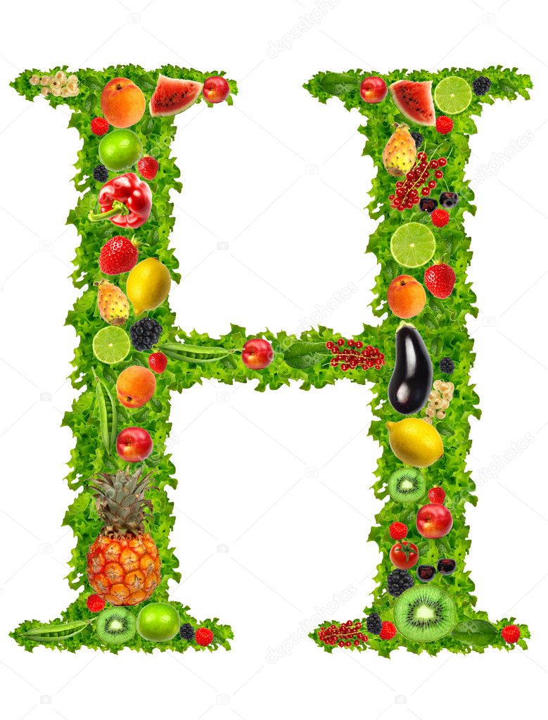 Fruit and vegetable letter h
