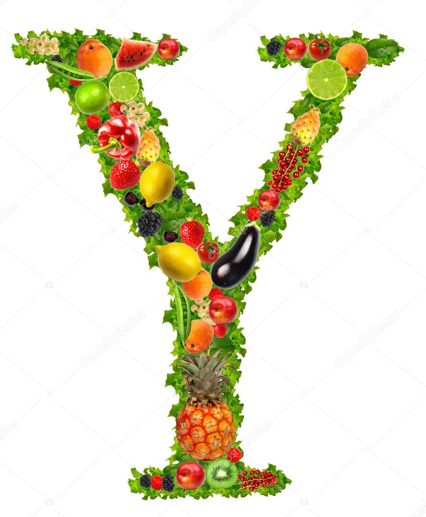 Fruit and vegetable letter y