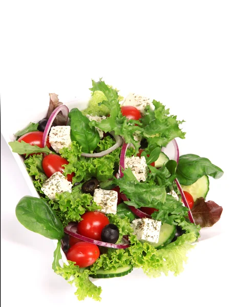 Griechischer Salat über weißem — Stockfoto