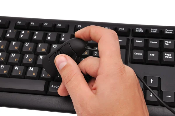 Finger Mouse and keyboard — Stock Photo, Image