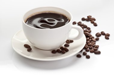 Cup of coffee with coffee beans clipart