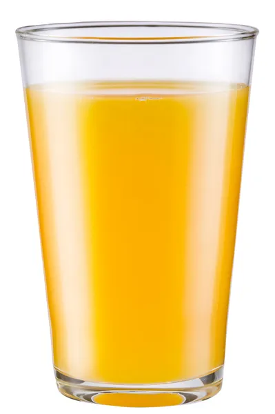 Pomerančová šťáva ve skle na bílém pozadí. — Stock fotografie