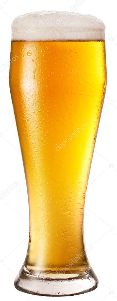 Frosty glass of light beer