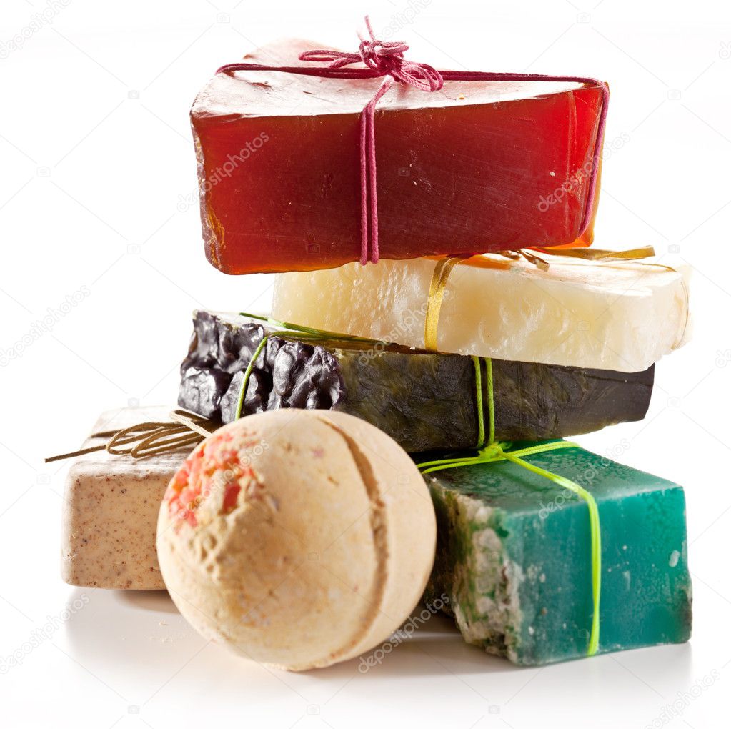 Pieces of natural soap.