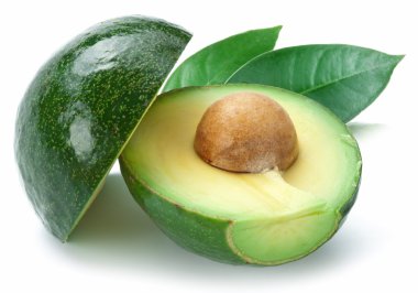 Ripe avacados with leaves. clipart