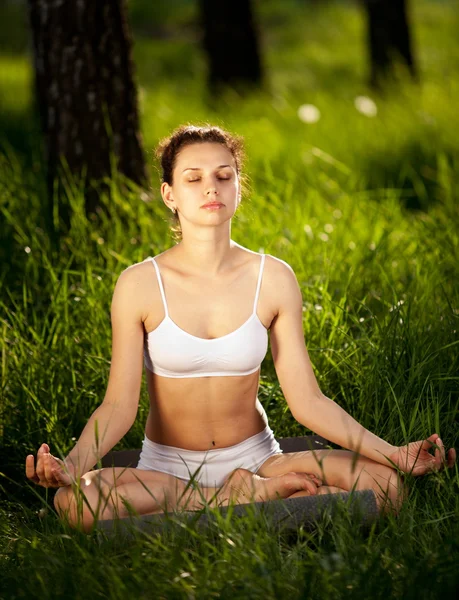 Yoga im Freien praktizieren. — Stockfoto