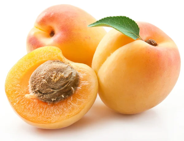 Apricots with leaves — Stock Photo, Image