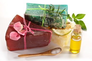 Pieces of natural soap. clipart