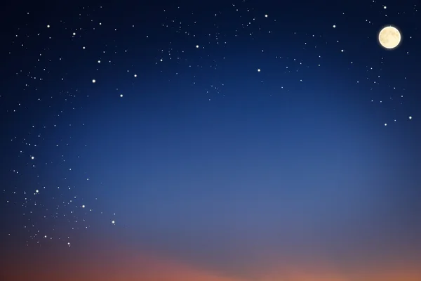 저녁에 달과 함께 별이 빛나는 하늘. — 스톡 사진