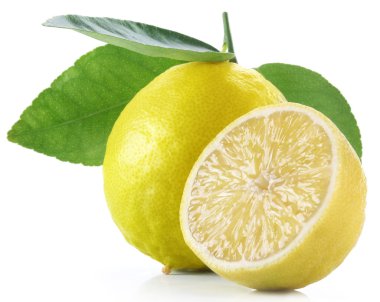 Lemon with slice on a white background clipart