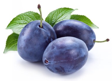 Group of plums with leaf. clipart