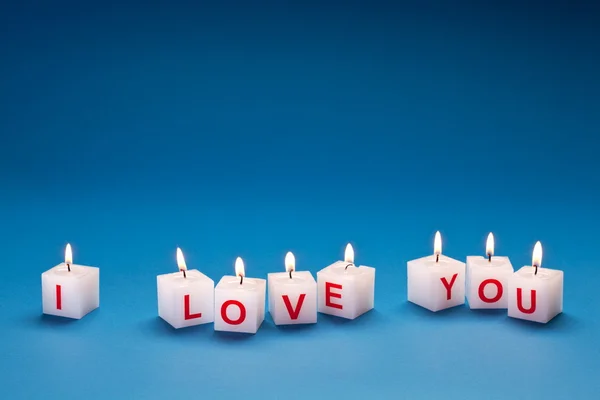 "Je t'aime "imprimé sur des bougies . — Photo