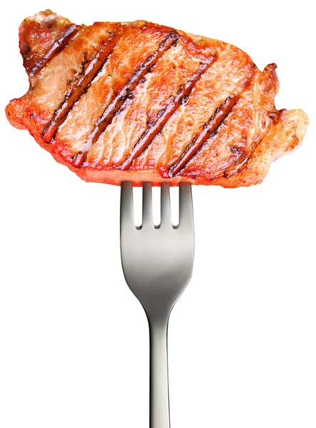 Steak, pöcs, egy villával — Stock Fotó