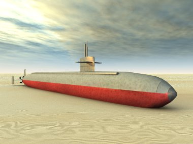 Modern Submarine On Dry Land clipart